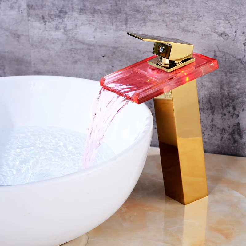 

Free shipping Gold/black/chrome/nickel New Sink Tap Temperature Controlled Faucet brass bathroom LED sink basin faucet