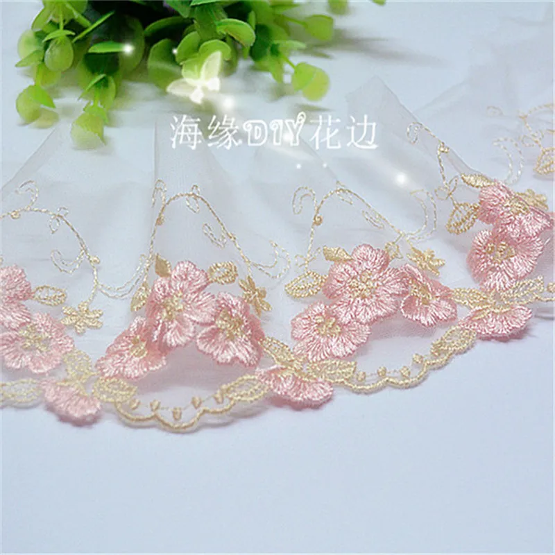 5yds 5Colors Embroidery Flower Applique Lace Bridal Dress Sewing Trims Doll Clothes Decoration skirt Mesh 8cm LC0135 | Дом и сад