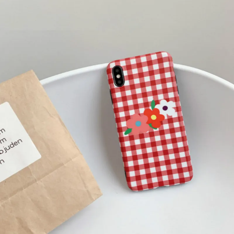 POBLU Cute Flower Floral Case For iphone XR XS Max Fashion Lattice TPU Soft Back Phone Cover Shell 6s 7 8 Plus Capa |