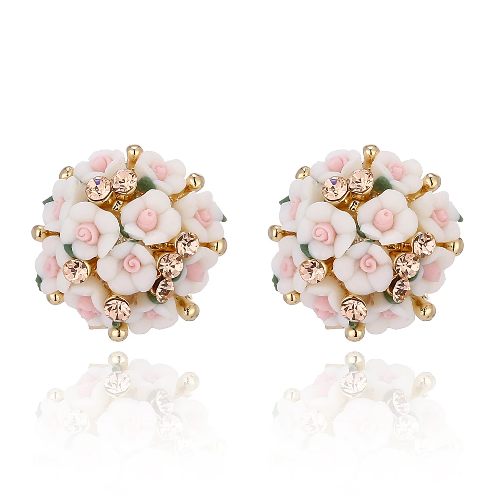 Женские серьги гвоздики с кристаллами Boucle d'oreille 2016 модные в виде цветов