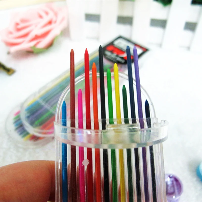 12pcs 2B 2mm 12 Color Length 90mm Mechanical Pencil Lead Colorful Refill Art Sketch Drawing Set Supplies School Stationery | Канцтовары