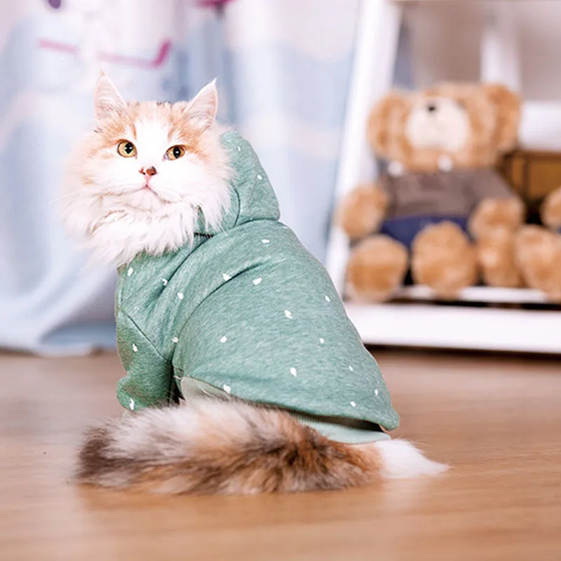 Модный принт кошка собака с капюшоном пальто комбинезон свитер для маленьких