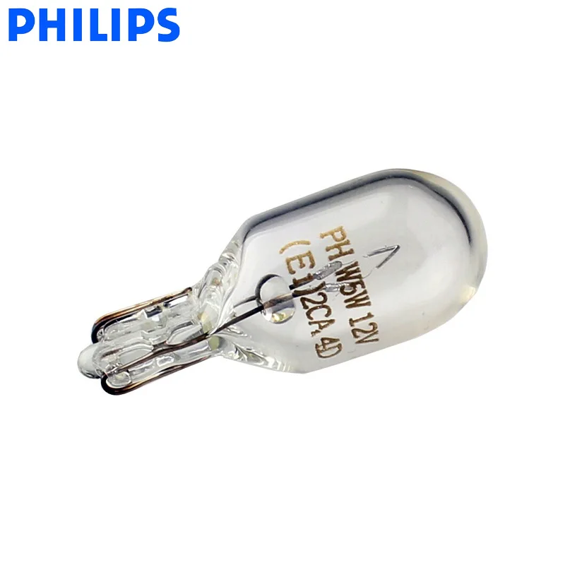 10 шт. Philips W5W T10 12 В 5 Вт стандартный сигнал поворота лампа для чтения Стоп свет Интерьер Свет 12961CP