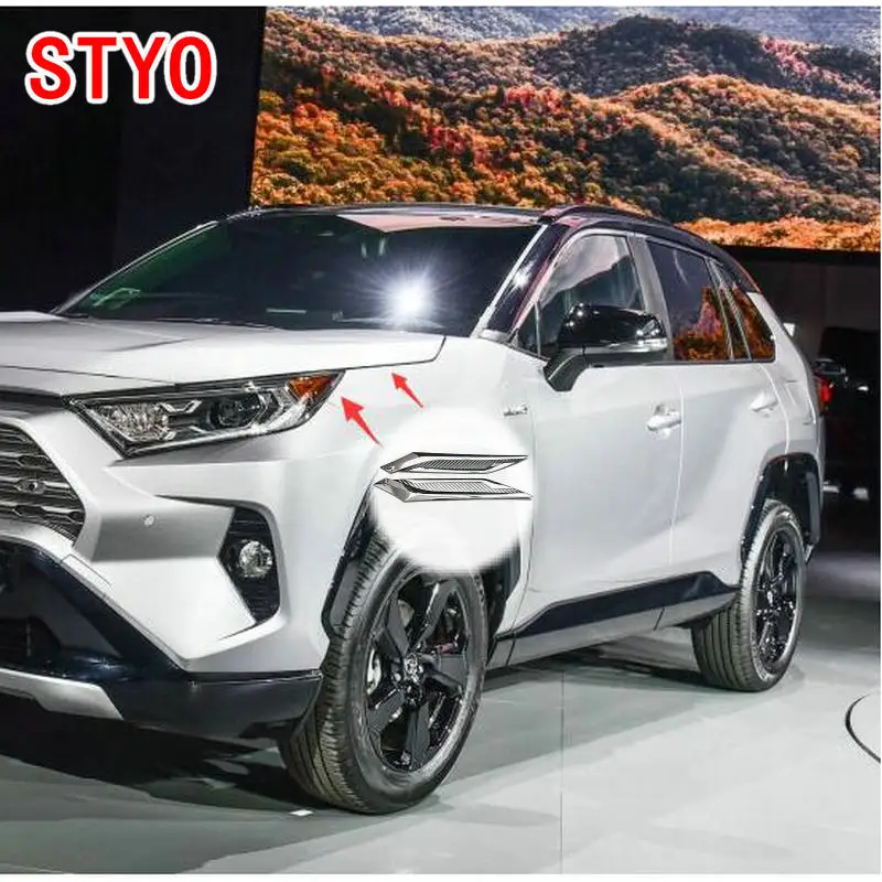 

STYO Car ABS Chrome Front Head Light Lamp Eyelids Garnish Cover Trim For Toyota1 RAV4 2019 2020