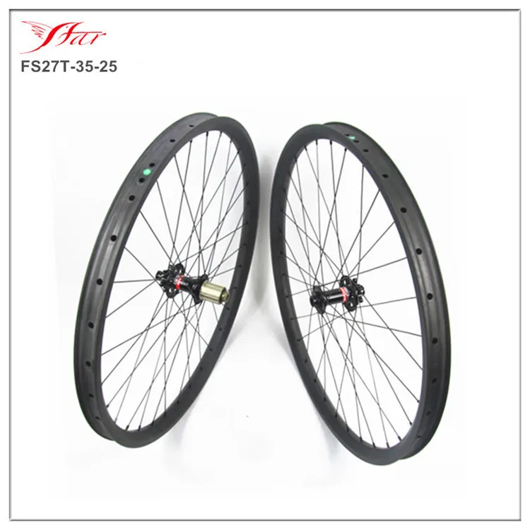 

650B ( 27.5er ) MTB carbon wheels 35mm x 25mm hotselling hookless carbon wheelsets tubeless compatible design 12 thru axle