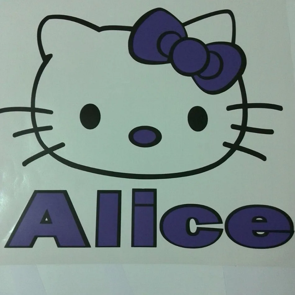 Персонализированные Имя hello kitty наклейки на стену девочки стикер стены для