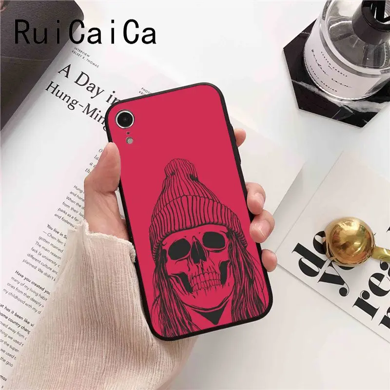 Ruicaica жуткий Череп Модный недавно прибывший черный чехол для телефона iphone 8 7 6 S Plus X