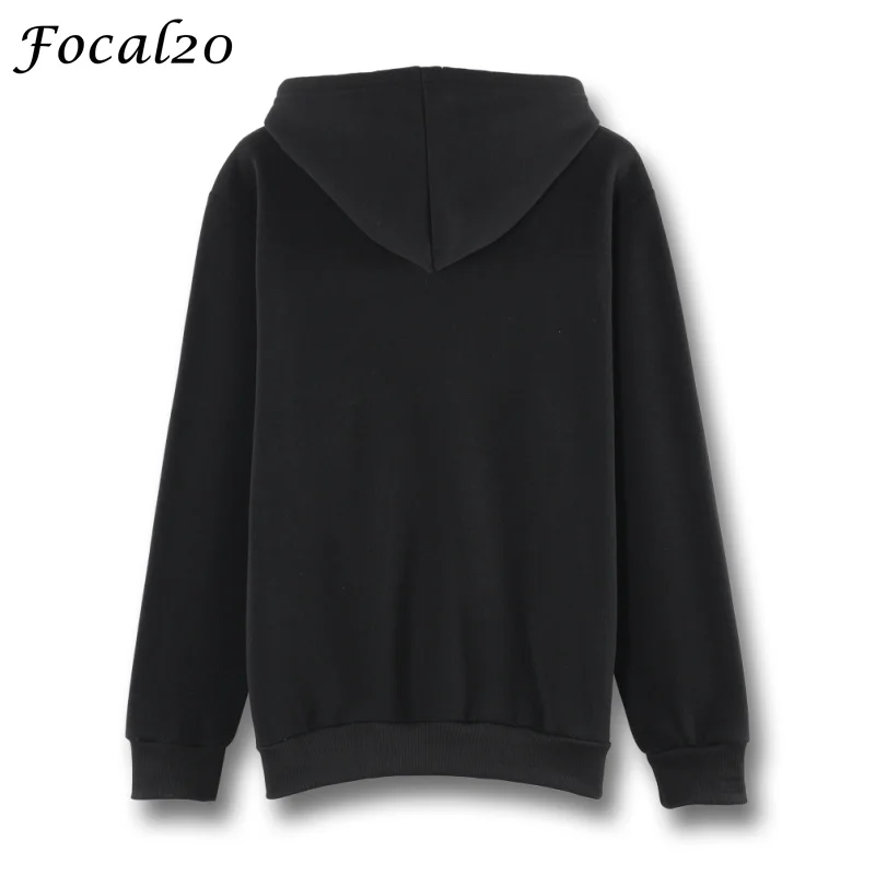 Focal20 Harajuku мультфильм мальчик печати для женщин флисовые толстовки осень зима негабаритных бархат толстовка с капюшоном пуловер уличная