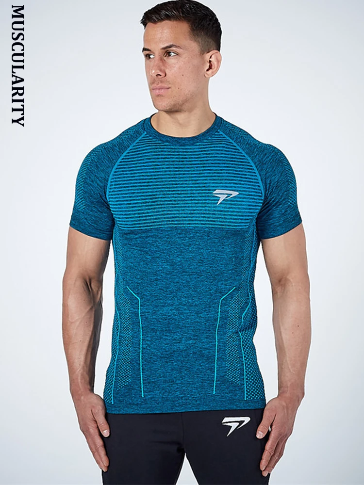 Мужская футболка с длинным топом MUSCULARITY Pro быстросохнущие спортивные футболки