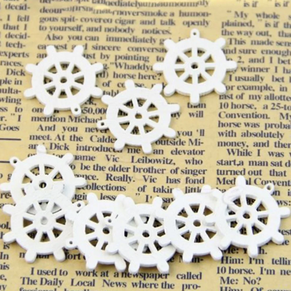 50Pcs Mini Anchor Wooden Buttons Nautical Sea Wheel Craft Sewing Widget Mixed Color Scrapbook Tools | Дом и сад