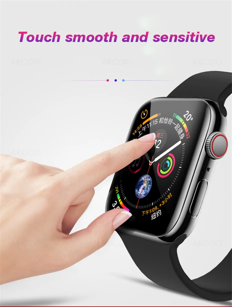 Akcoo для Apple Watch 4 защита экрана 6D стеклянная пленка для Apple Watch 42 38 40 44 мм УФ стекло для Apple Watch Series 2 1 3 4