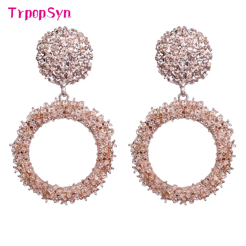 rose gold Новые винтажные серьги для женщин золотые круглые C геометрические массивные серьги металлические серьги Висячие модные ювелирные изделия - Окраска металла: rose gold