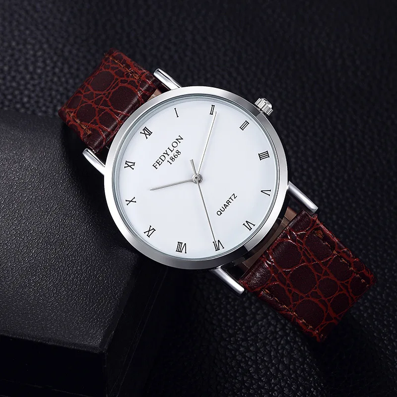 Fedylon брендовые кварцевые часы для мужчин Роскошные повседневные кожаные деловые