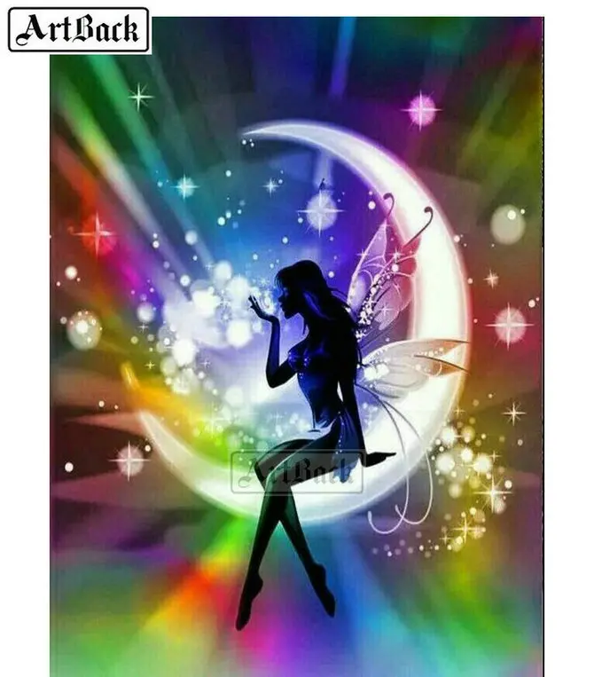 Full square 5d diy diamond painting angel girl moon embroidery rhinestone mosaic decoration kit | Дом и сад