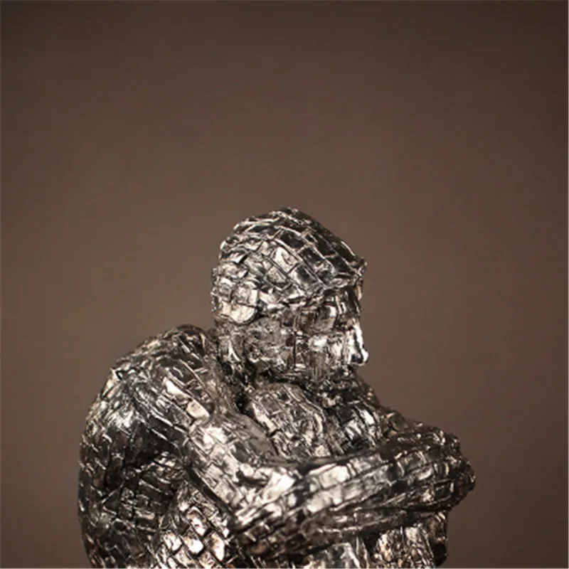 

European Style Abstraction Electroplate Mosaic Figure Full-Length Portrait Resin Statue Personality Desktop Decoration X1987