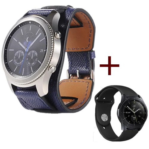 Ремешок из натуральной кожи для samsung Galaxy Watch, 46 мм, 22 мм, браслет, кожаный ремешок для часов gear S3 Classic/Frontier - Цвет ремешка: Midnight blue