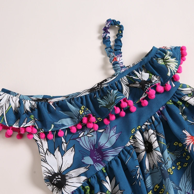 Детское платье для девочек брендовые летние пляжные Стиль Цветочный принт
