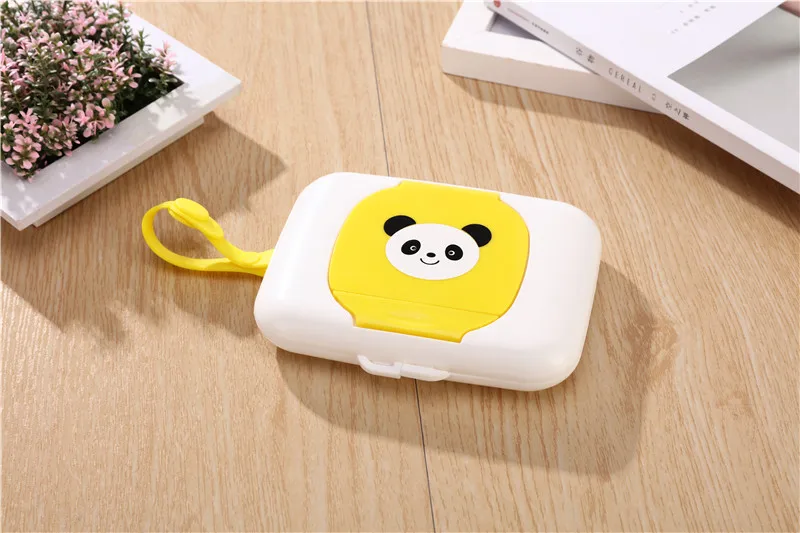 Yellow panda 16*12*4 см Контейнер для салфеток Пластиковая Коробка влажных салфеток коробка для детских тележек для путешествий портативный прозрачный ящик диспенсер - Цвет: Yellow panda