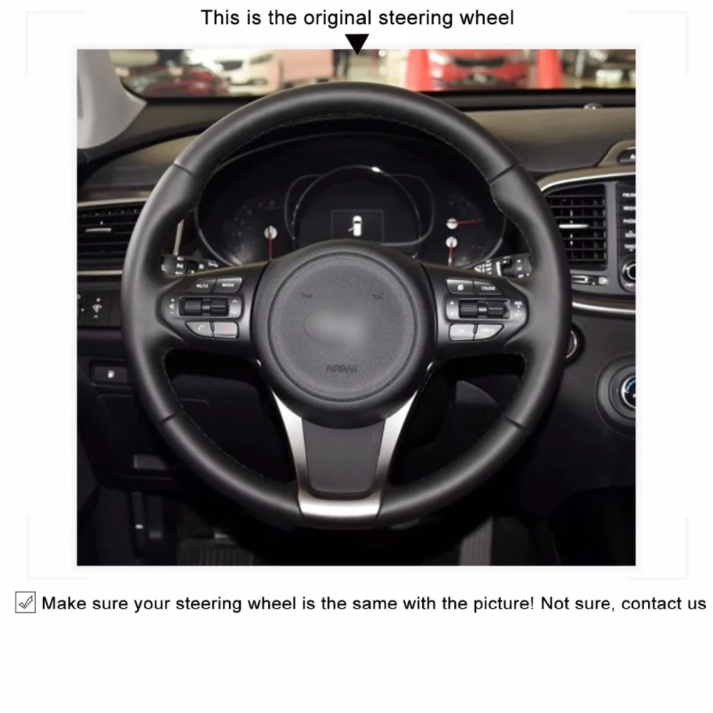 MEWANT Comfortable Durable Hand Sew Black Genuine Leather Car Steering Wheel Cover for Kia Sorento 2015-2018 Sedona 2015-2019 | Автомобили