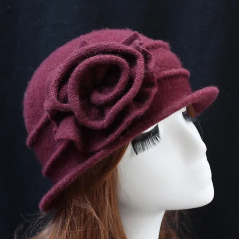 Шляпа-котелок женская, из 100% шерсти, на осень и зиму