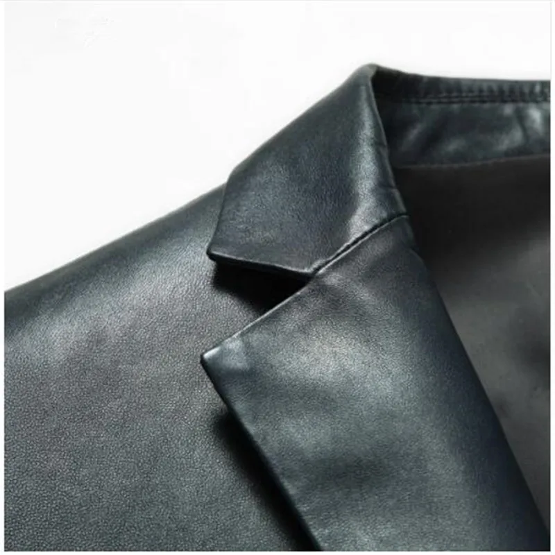 Male leather Jacket Fashion Suit clothing Dusen Klein Brand genuine sheepskin Business male jacket black/Blue 13J1310 | Мужская одежда