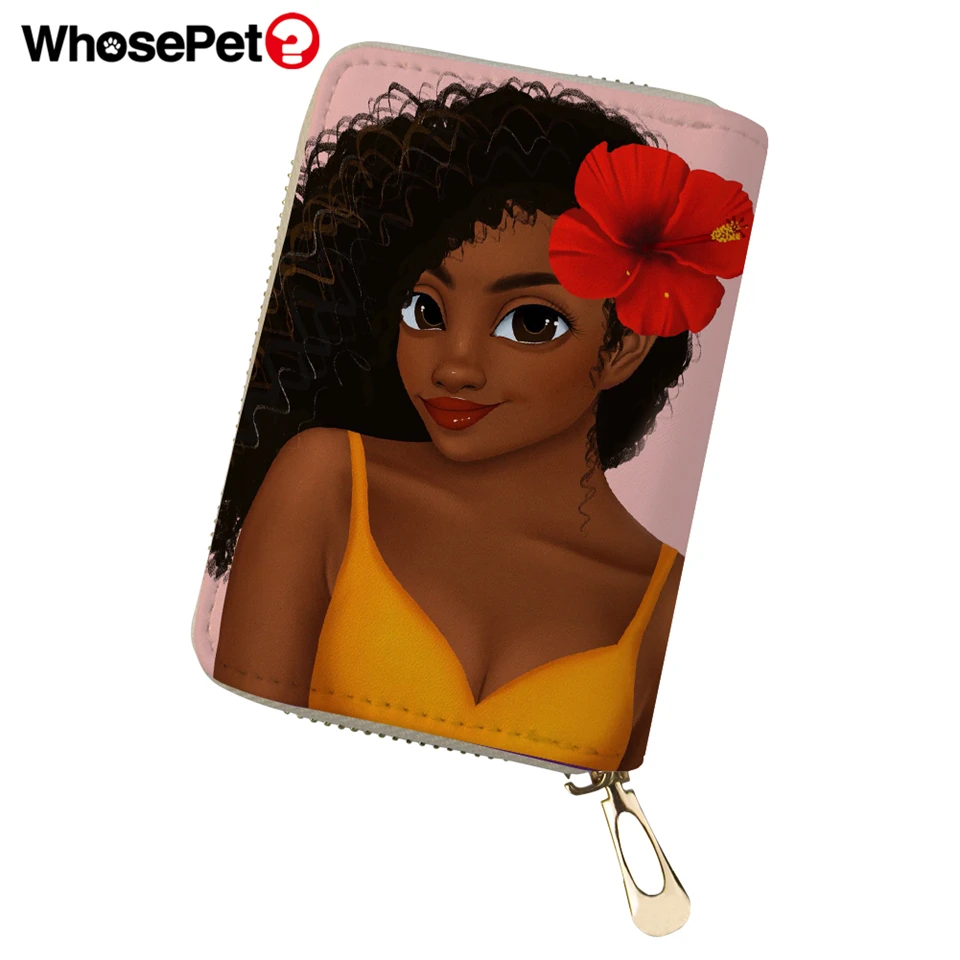 WHOSEPET African Girls Prints Women PU Leather ID Card Cover Mini Business Holder for Ladies Travel Wallet Case Coin Purse | Багаж и сумки
