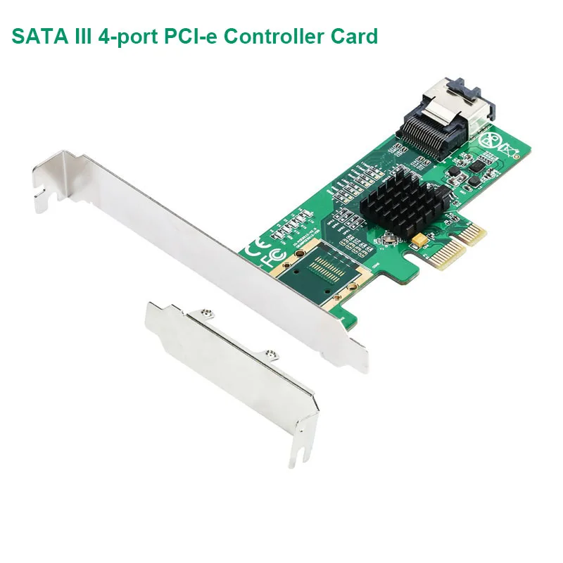 Карта контроллера SATA III 4 port PCI e с полным и низким стандартом набор микросхем Marvel