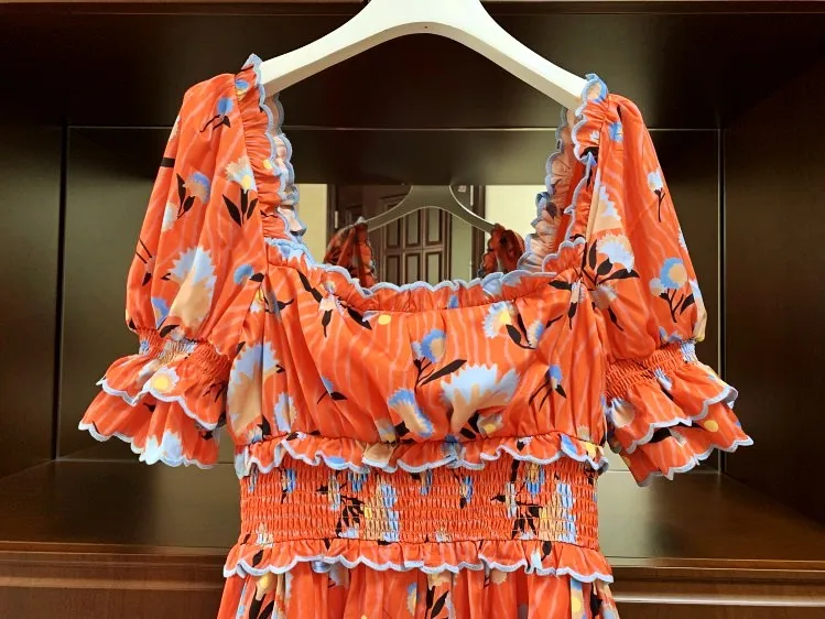 Женское шифоновое мини-платье элегантное платье с цветочным принтом оборками и