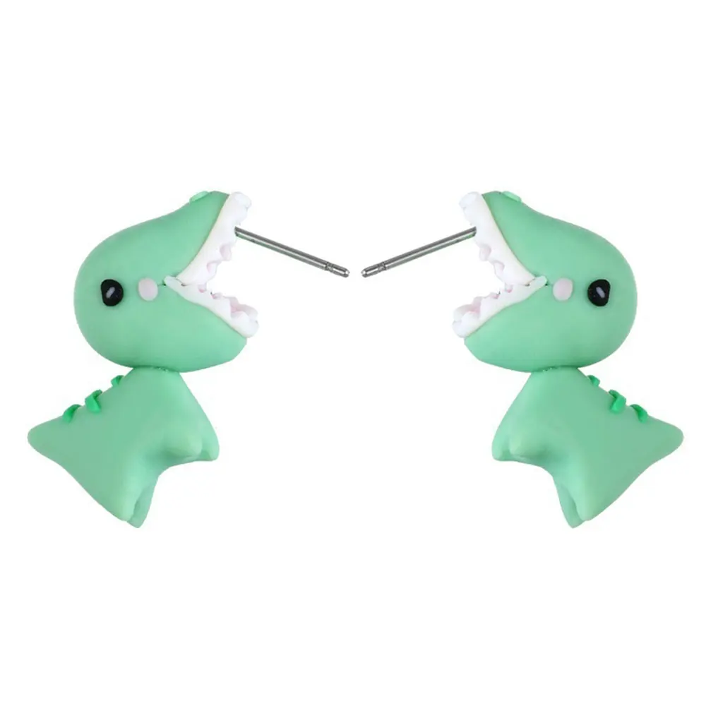 

1 Pair Fashion Stud Earrings Soft Pottery Dinosaur Earrings Green Fine Jewelry For Women Child Girls Gift