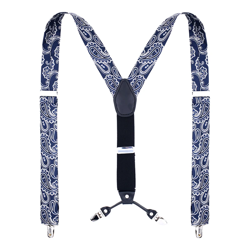 Жаккардовые подтяжки Мужские Бизнес 4 зажима платье брюки эластичные кожаные