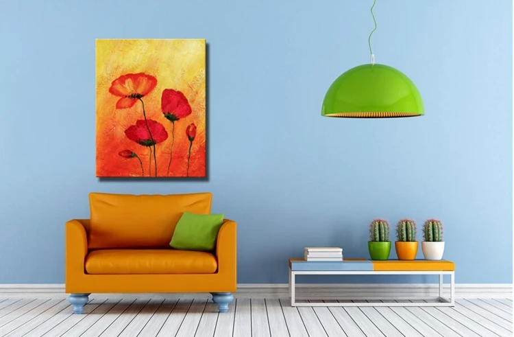 Популярная красная картина с цветами украшение для дома маслом на холсте простая