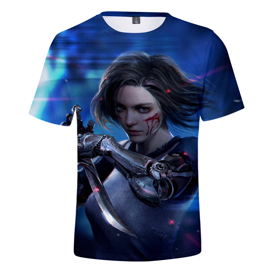 Лидер продаж летняя футболка Короткие футболки с 3d принтом Alita Battle Angel свободные