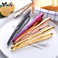 12pcs gold ice tongs stainless steel bbq tong food serving clever salad bread meat fruit clamp kitchen clip cooking utensils