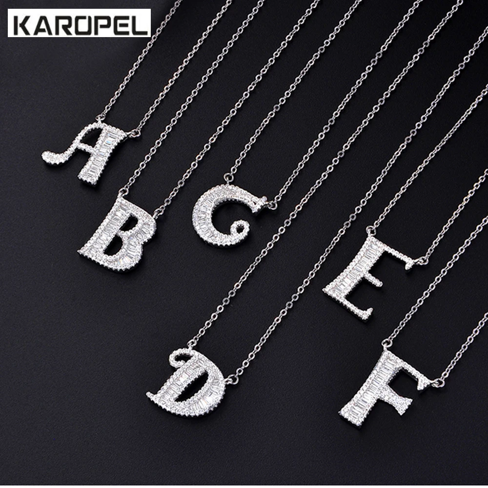 

Customize Necklace Silver Color With Clear Cubic Zircon 26 Letter Necklaces & Pendants For Women Fashion Jewelry