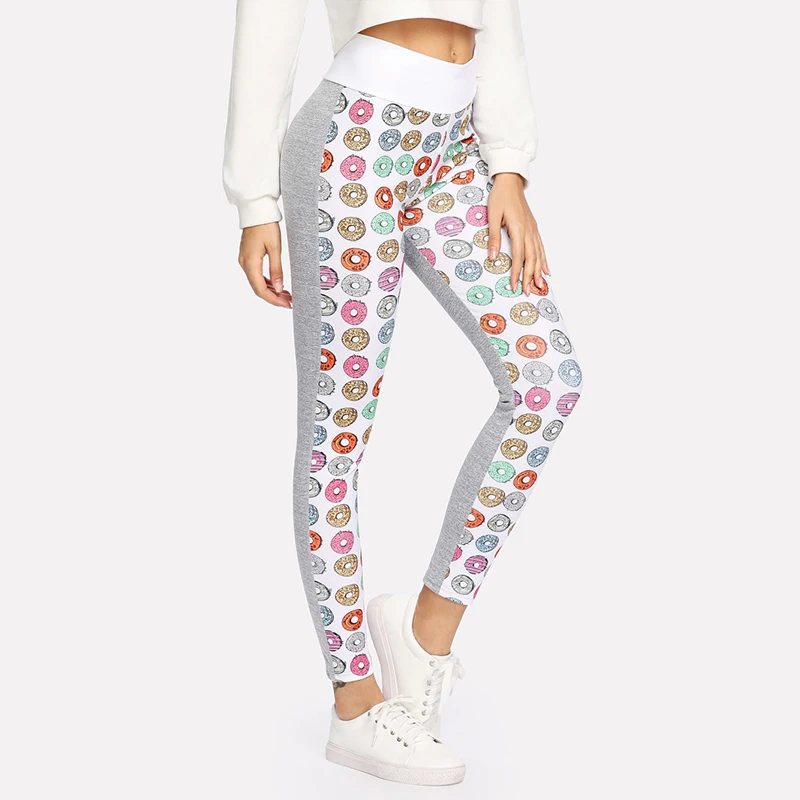 NORMOV женские Милые Пончики легинсы для фитнеса с принтом Леггинсы тренировок