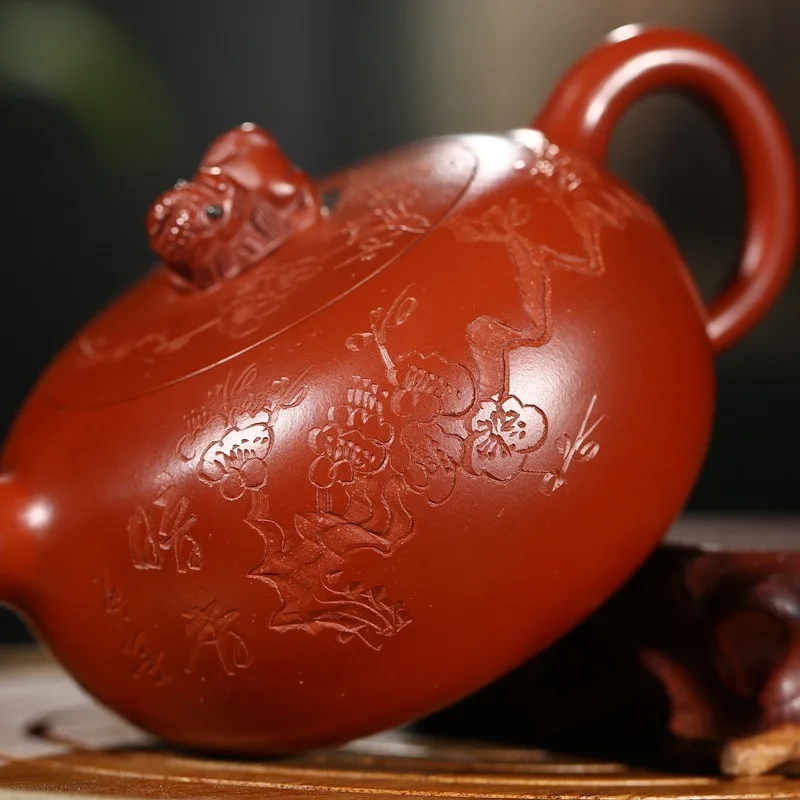 Yixing рекомендована shu-ming liu ручная роспись благоприятный чайник из фиолетового