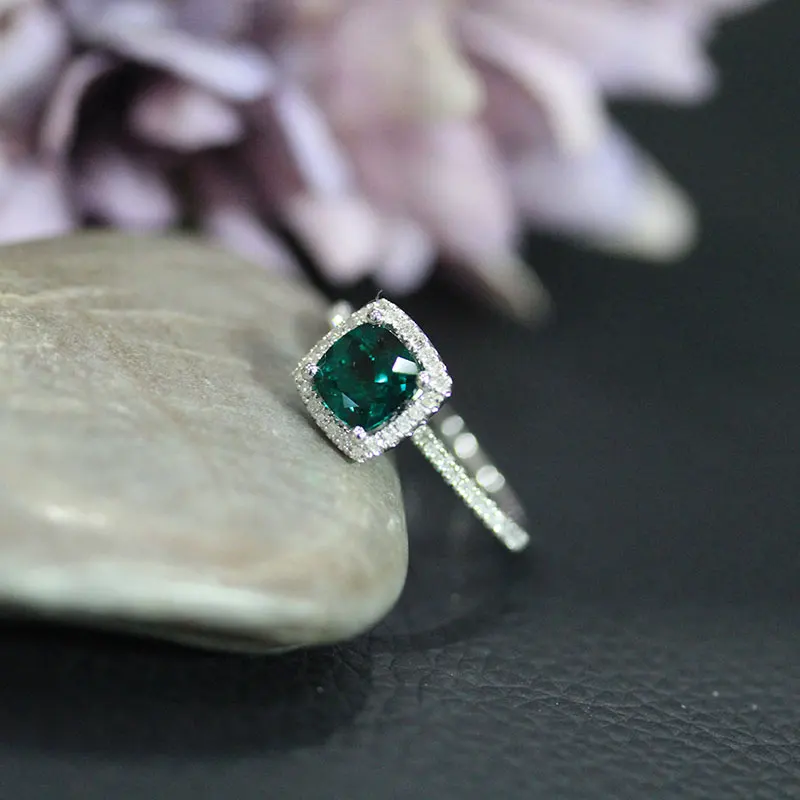Модное кольцо DUPUY 6 мм 0.8ct изумрудная обручальное из розового золота 14 к с круглой