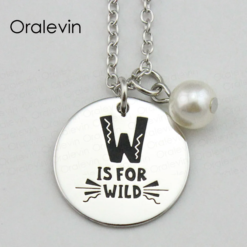 

Новая мода W для диких вдохновляющих ручной гравировкой гламурный кулон женское ожерелье подарок ювелирные изделия, 10 шт./лот, # LN1842