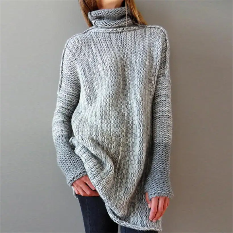 2020 new hot sale women's spring autumn turtleneck loose knitted sweaters women long style pullover sweater | Женская одежда