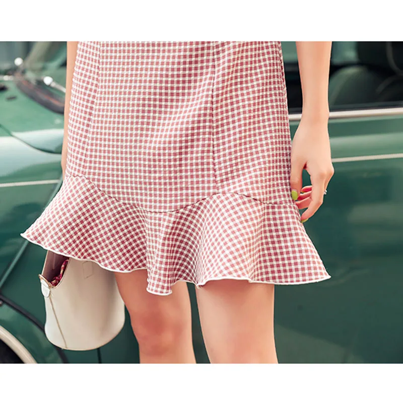 Женское летнее платье 2019 Новое поступление элегантный короткий рукав с оборками