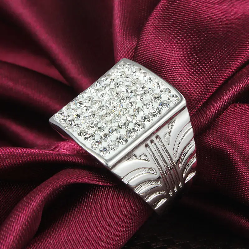 Квадратное кольцо золотого цвета мужское в стиле панк с высокой полировкой