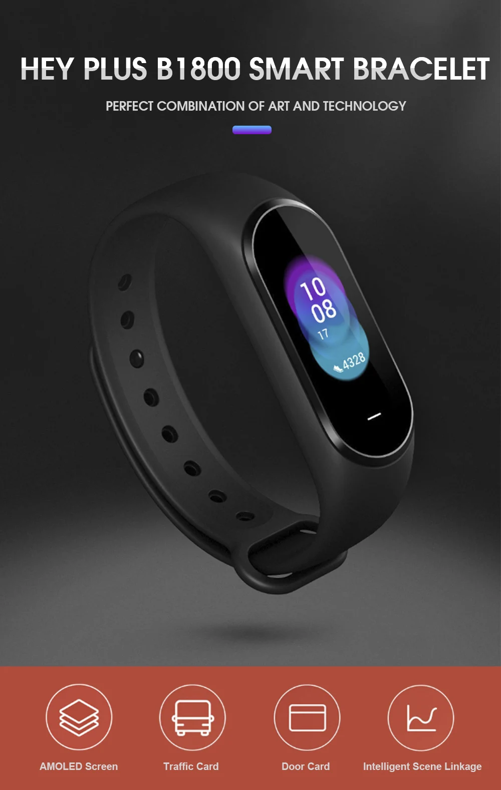 Xiaomi Hey Plus B1800 умный браслет NFC Bluetooth AMOLED сенсорный экран 50 м водонепроницаемый монитор сердечного ритма умные часы