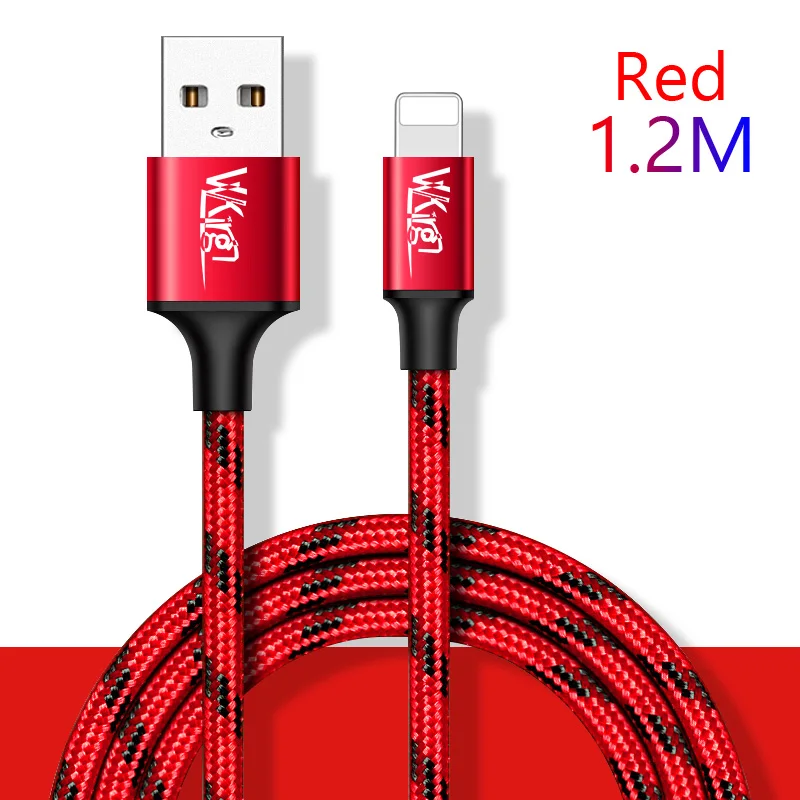 VVKing USB кабель 1,2 A зарядка данных м 2 м 3 м для ipad iPhone XS X 8 7 6 5 5S телефонный кабель металлический нейлоновый плетеный кабель для быстрой зарядки - Тип штекера: Red-1.2M