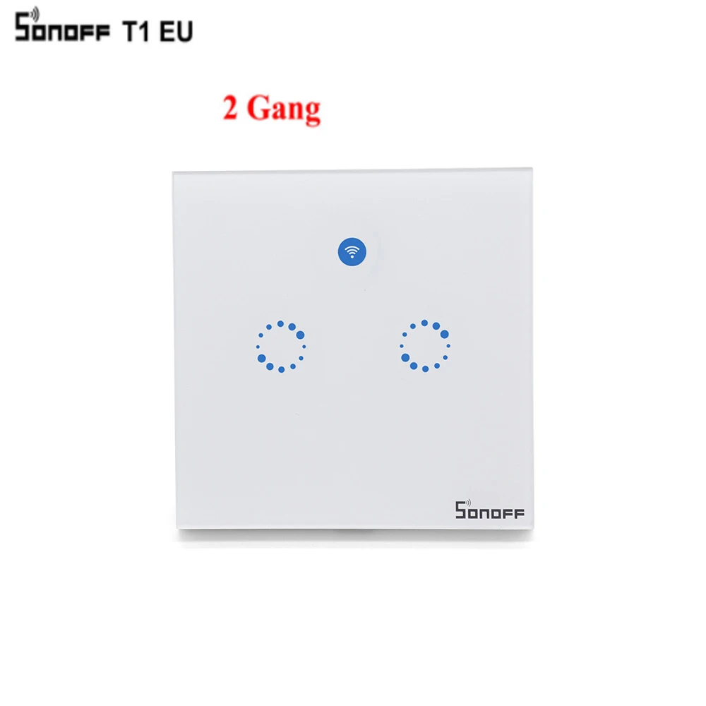 EU 2 GANG Интеллектуальный выключатель света Sonoff T1 EU/UK Smart Wifi настенный сенсорный переключатель сенсорный/WiFi/433 RF/APP дистанционный контроллер для умного дома работать с Alexa - Комплект: EU 2 GANG