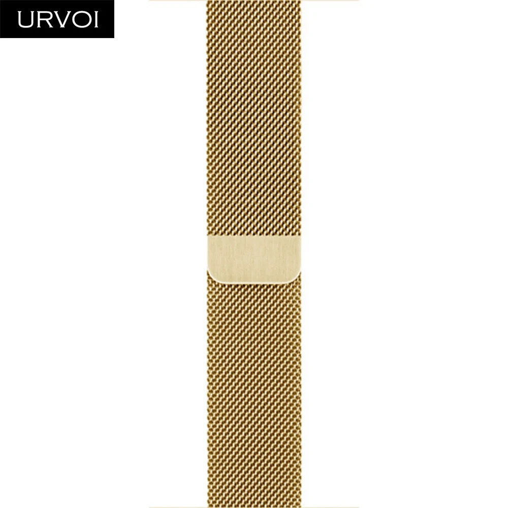 Gold URVOI Миланская петля для Apple Watch Series 5 4 3 2 1 Алюминиевый Золотой ремешок для iwatch из нержавеющей стали магнитная пряжка с адаптером - Цвет ремешка: Gold