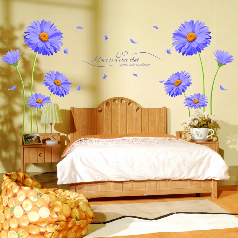 Aster Novi belgii фиолетовые настенные наклейки с хризантемой для самостоятельной