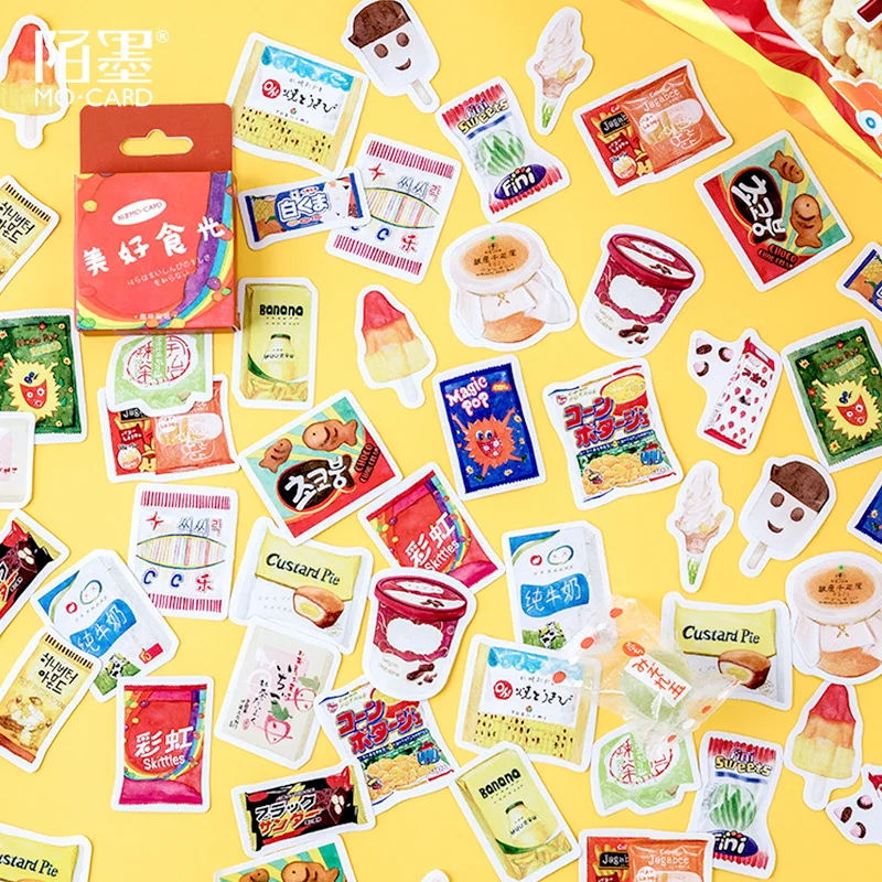 

45 pcs/pack Cute Snacks Stationery Stickers Sealing Label Travel Sticker Diy Scrapbooking Diary Planner Albums Decorations