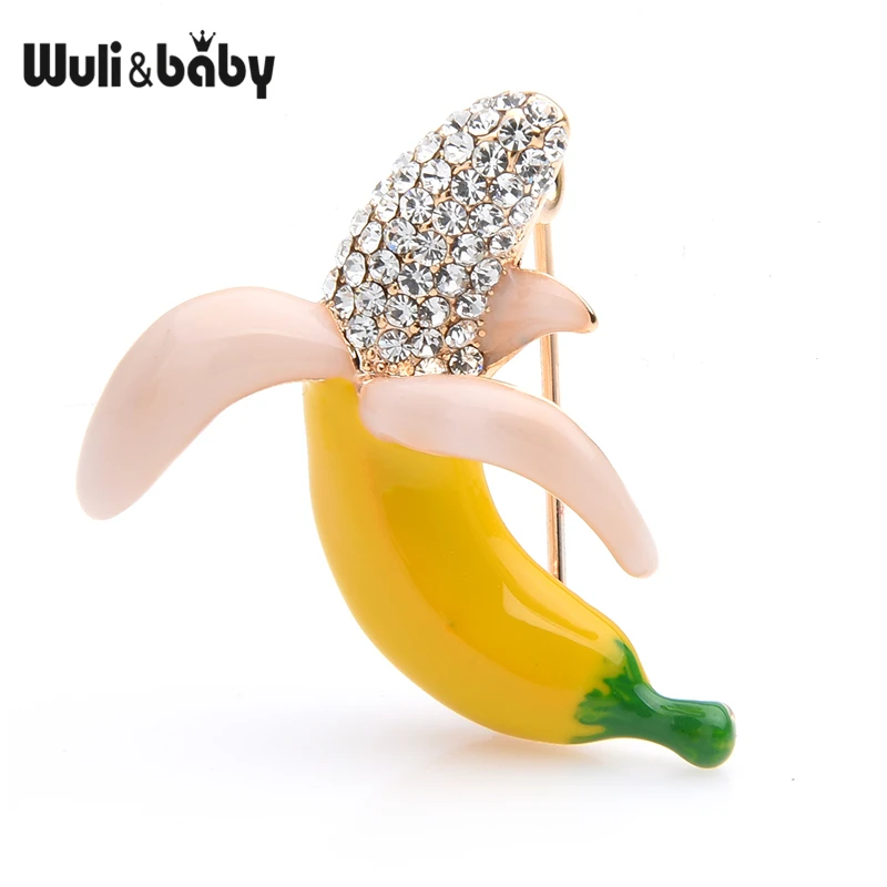 Wuli & baby Стразы эмалевые броши в форме банана женская маленькая брошь из сплава