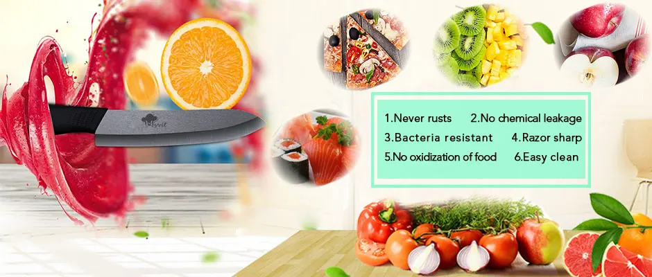 Кухня Керамика ножей с держателем, комплект из 6 штук, " кожура 4" " 6" нож шеф-повара циркония Керамика с чёрным лезвием, Пособия по кулинарии ножи