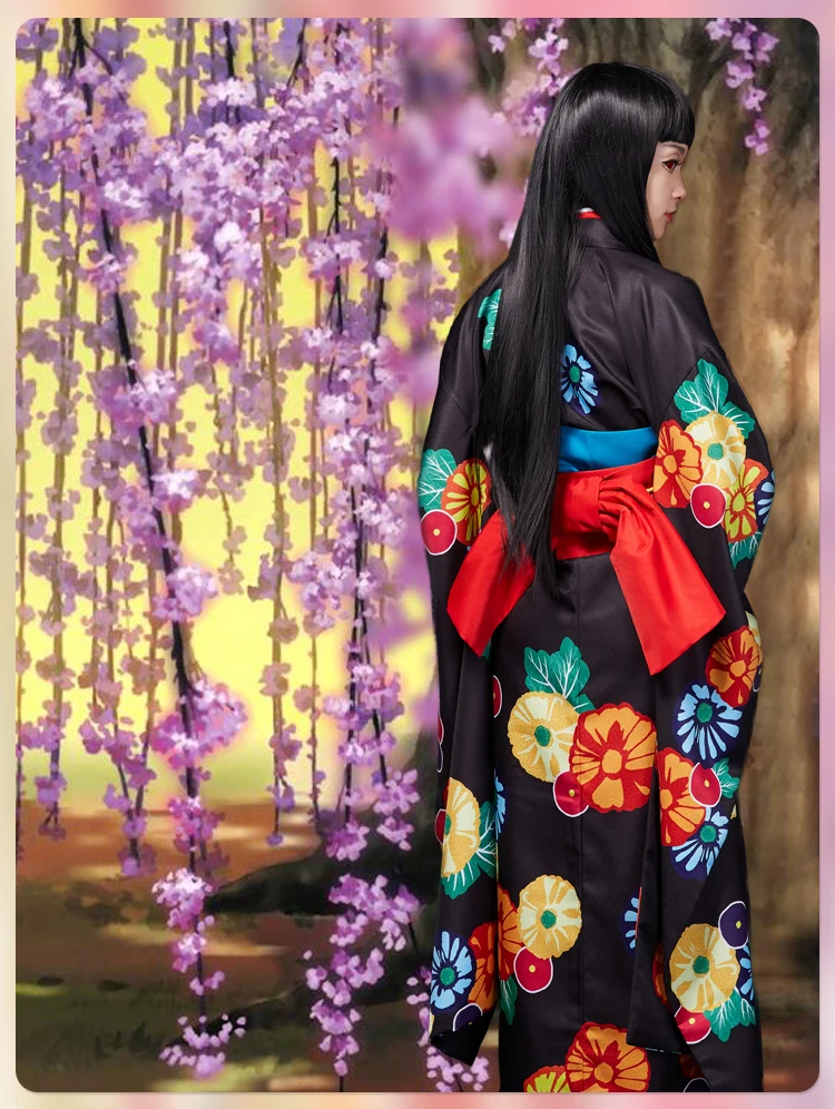 Anime! Jigoku Shoujo Enma Ai Bathrobe Kimono Lovely Gothic Uniform Cosplay Costume Halloween Carnival Outfit Free Shipping |